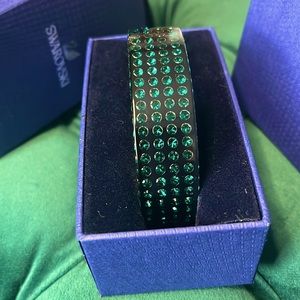 Swarovski Crystal Emerald Lucite Cuff Bracelet. Medium Size. Price is Firm.
